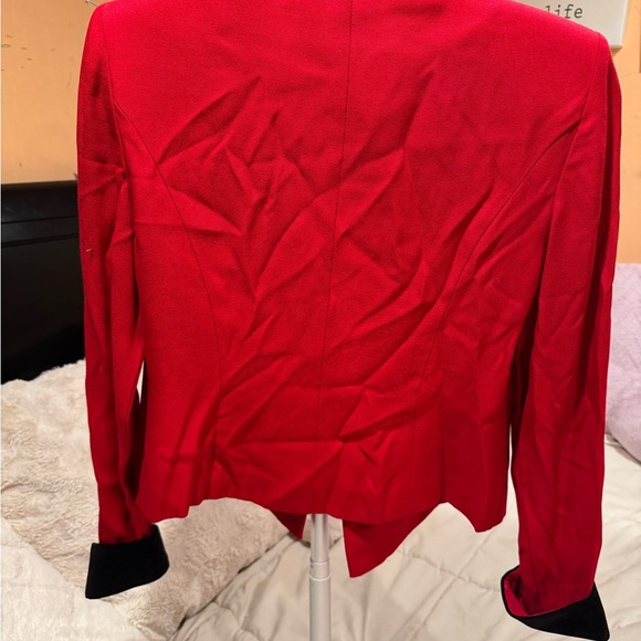 Cherry Red and Black Velvet Blazer Tailored Fit - Picture 5 of 9